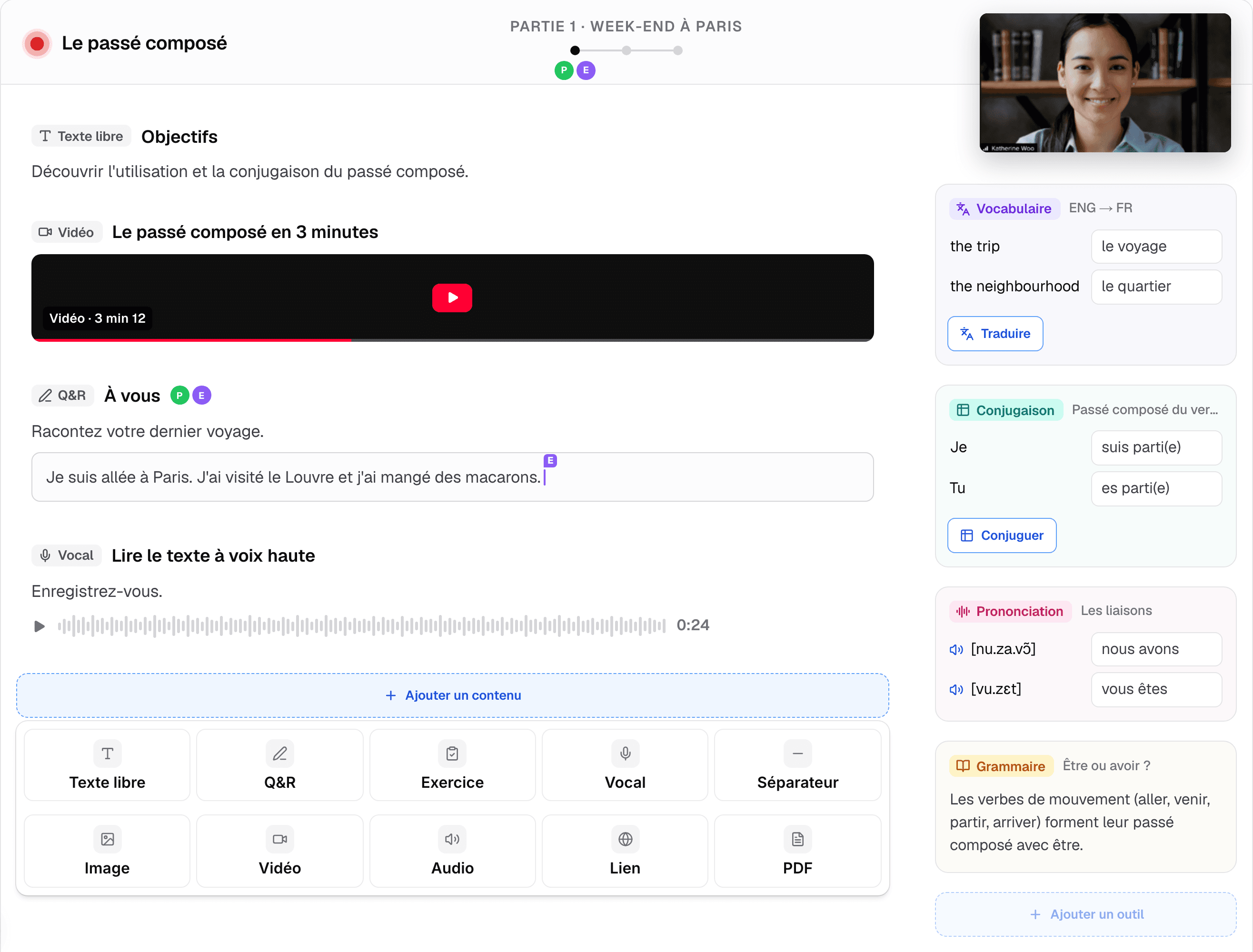 L'éditeur d'activité ProfBloom sur ordinateur